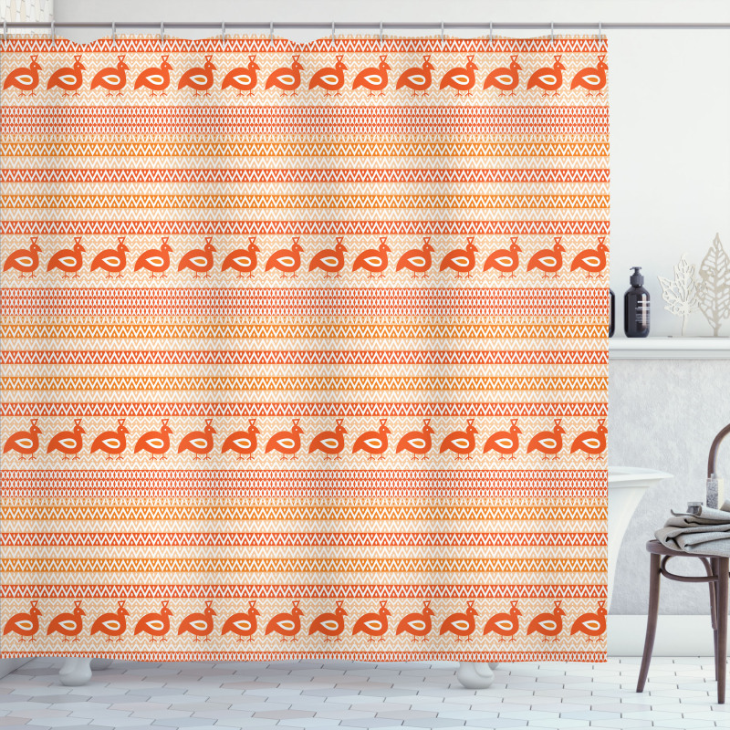 Zigzags and Birds Shower Curtain