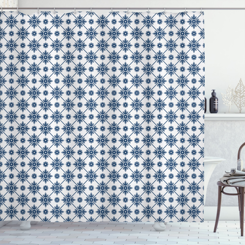 Rhombuses and Flowers Shower Curtain
