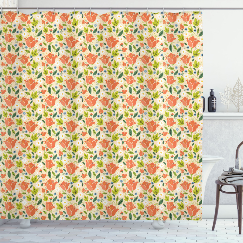 Colorful Spring Tulips Shower Curtain