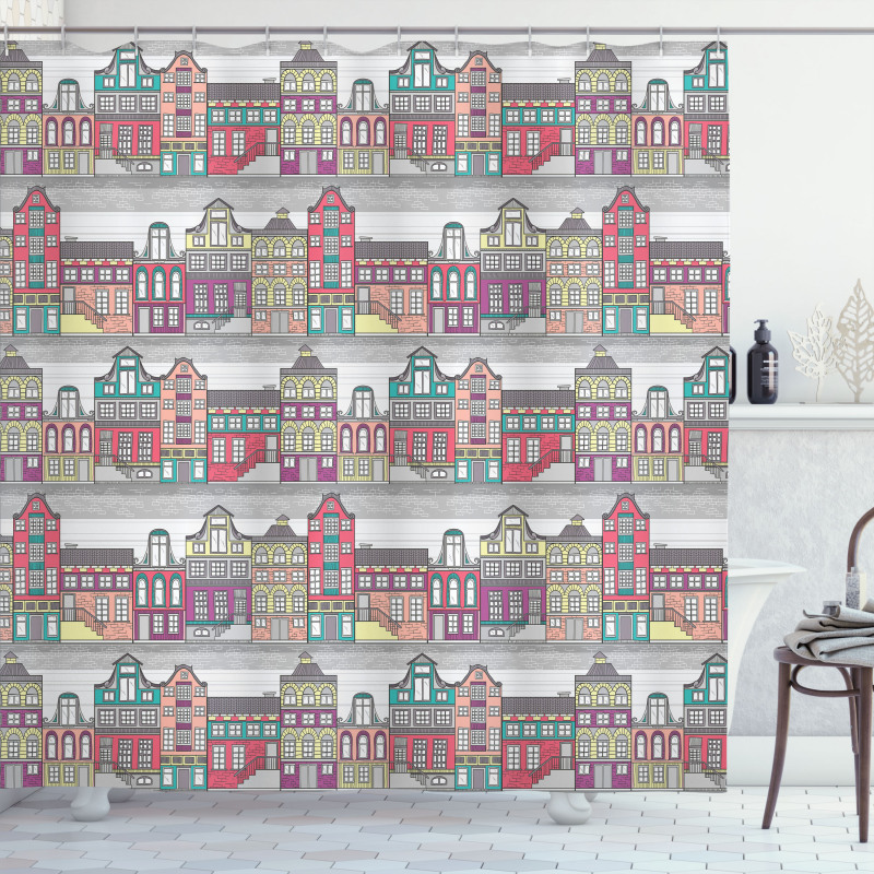 Amsterdam Sketch Houses Shower Curtain
