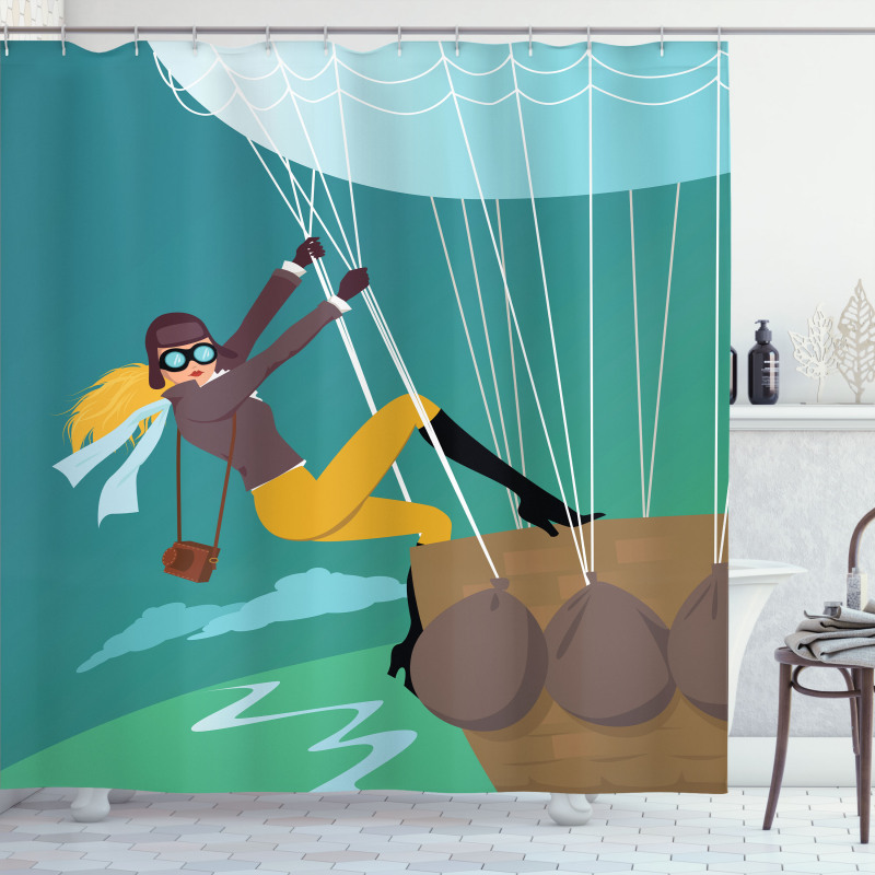 Vintage Explorer Woman Shower Curtain