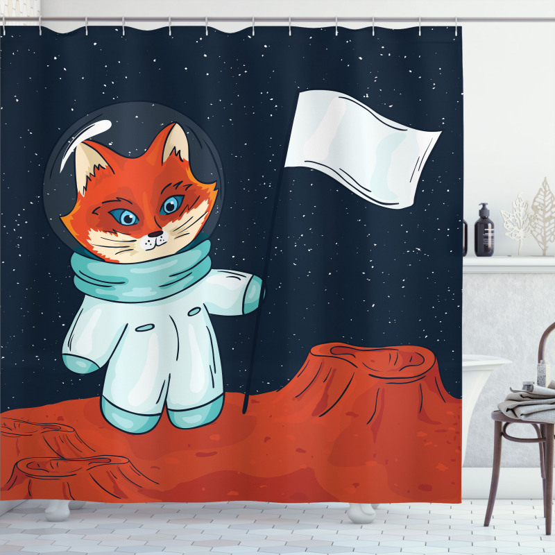 Fox Cosmonaut Space Shower Curtain