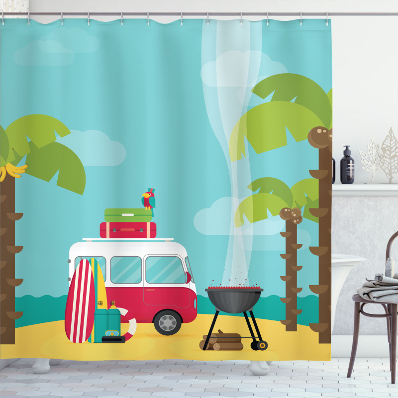 Caravan Camping Beach Shower Curtain