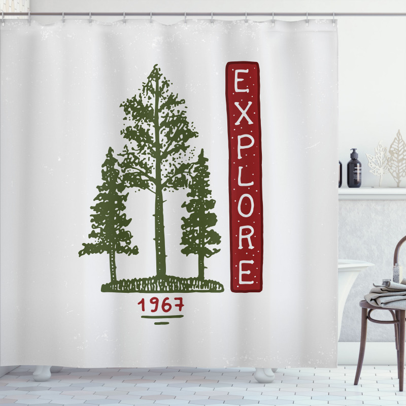 Coniferous Tree Sketch Shower Curtain