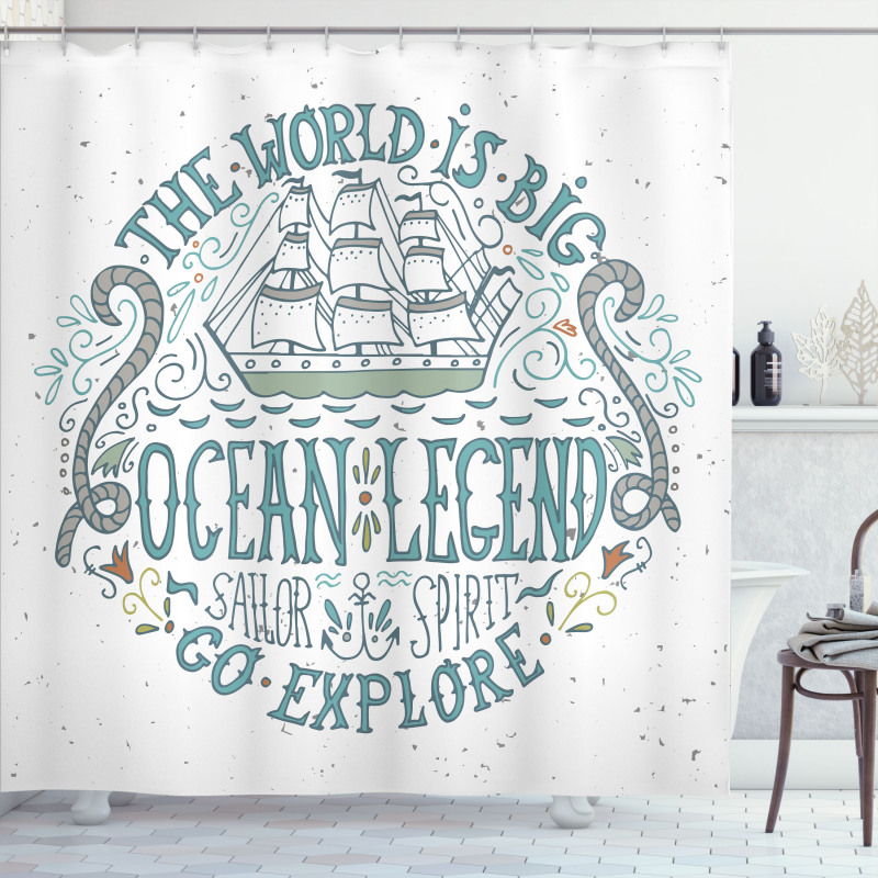 Vintage Nautical Design Shower Curtain