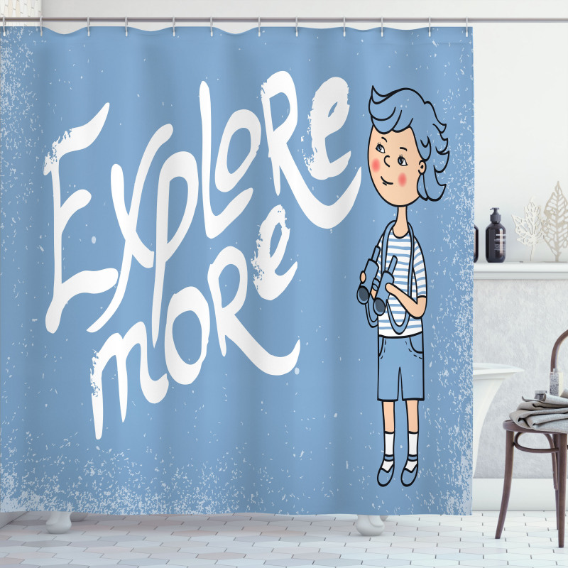 Boy with Binoculars Shower Curtain