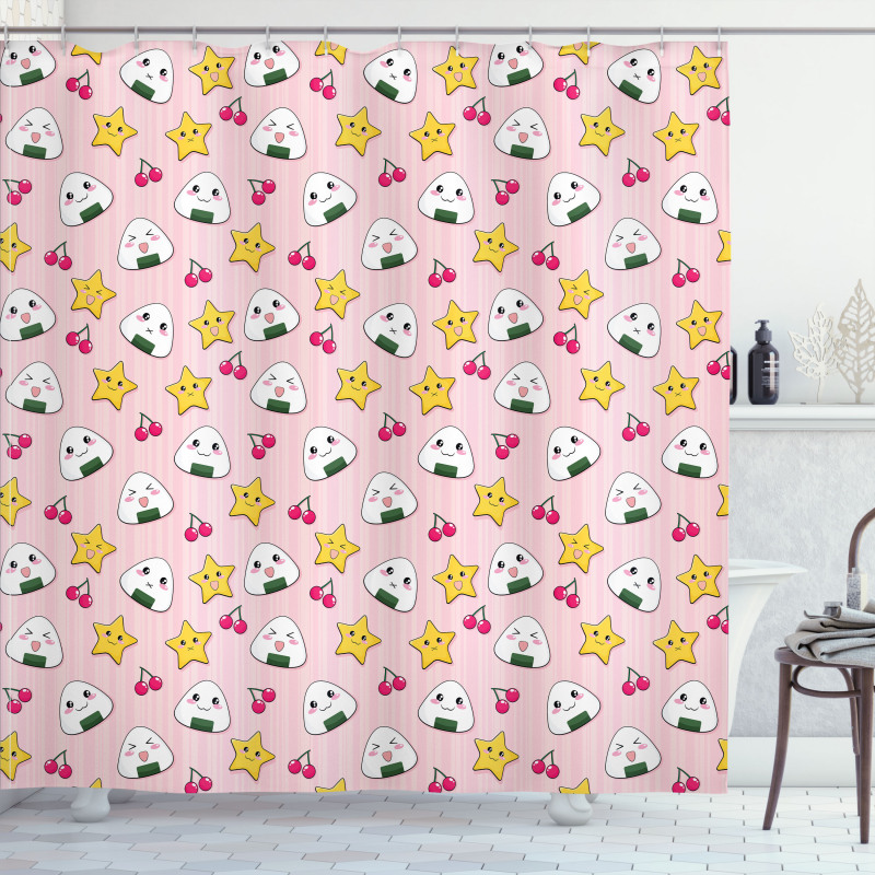 Japan Funny Food Pattern Shower Curtain
