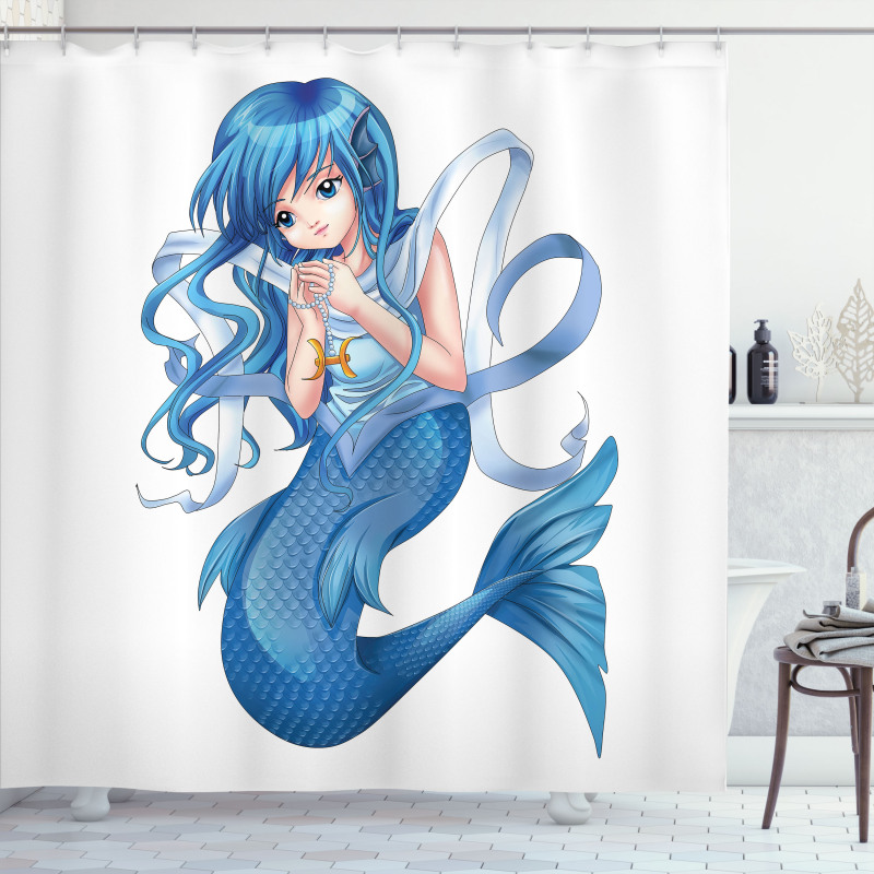 Manga Style Pisces Girl Shower Curtain