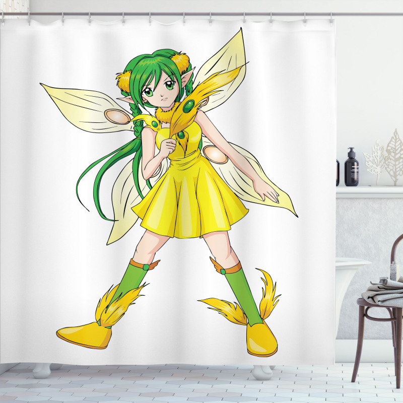 Fantasy Manga Fairy Girl Shower Curtain