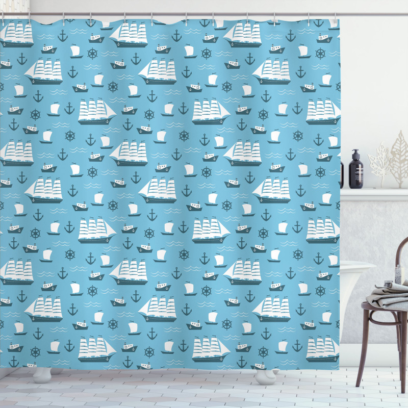 Ships Boats and Helms Shower Curtain
