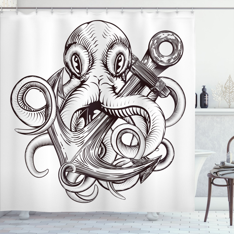 Octopus Tattoo Design Shower Curtain