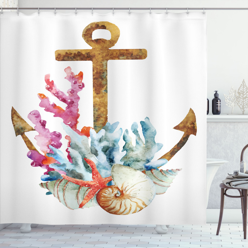 Watercolor Starfish Shower Curtain