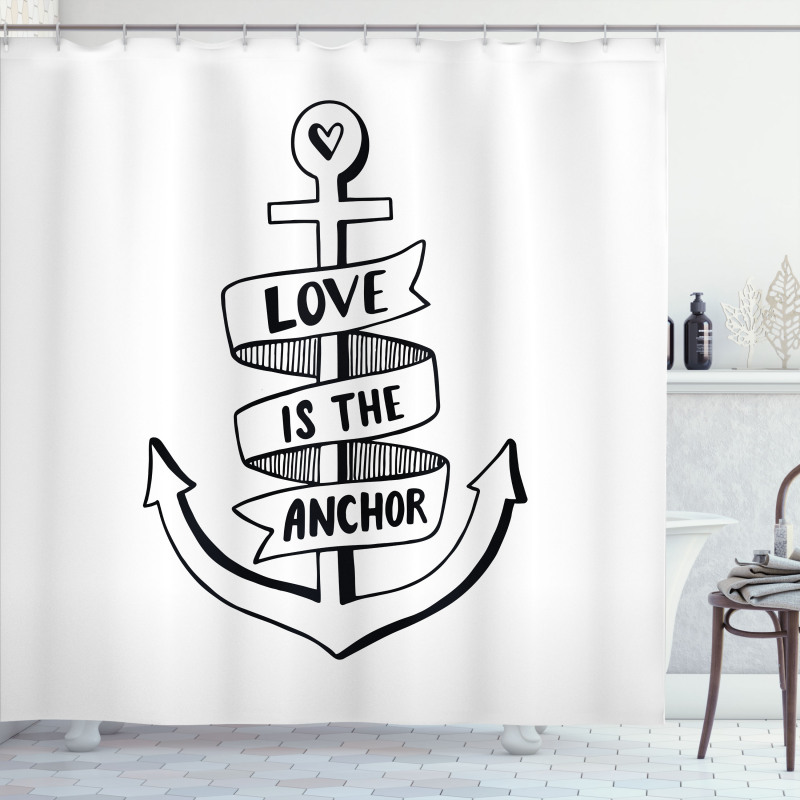 Hand Drawn Words Heart Shower Curtain