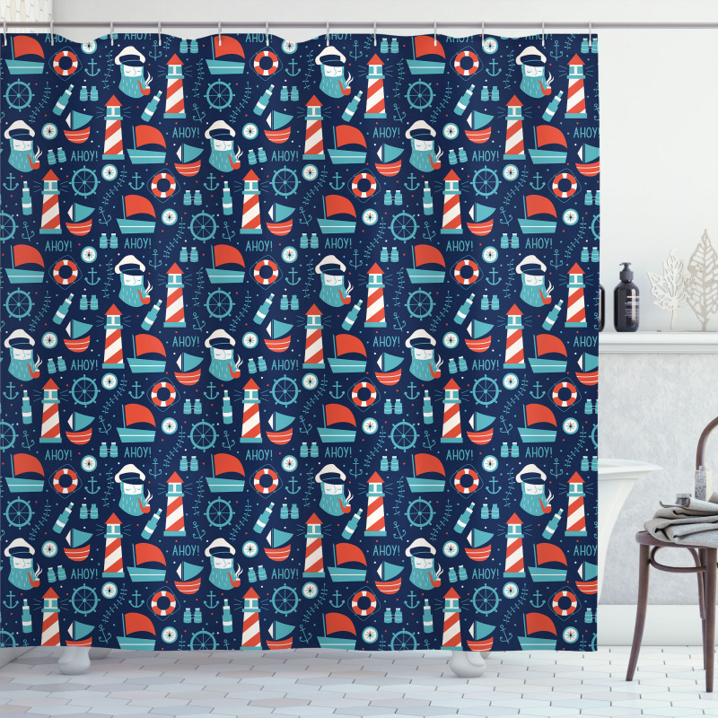 Captain Boats and Helm Shower Curtain