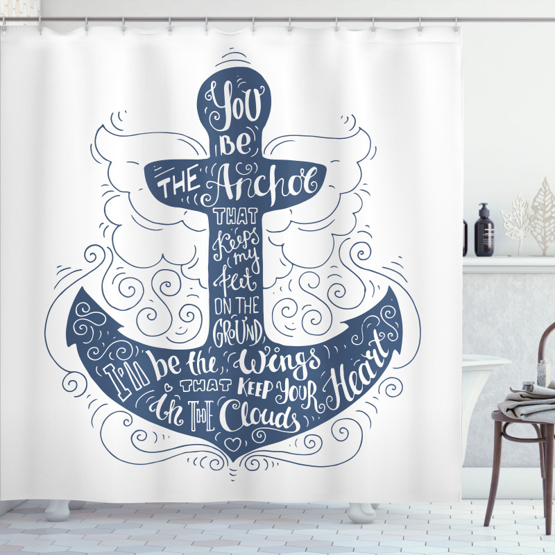 Doodle Marine Motif Shower Curtain
