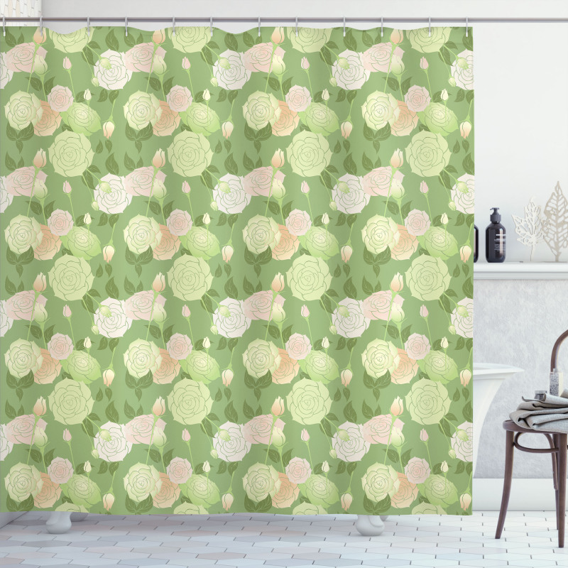 Pastel Abstract Blossoms Shower Curtain