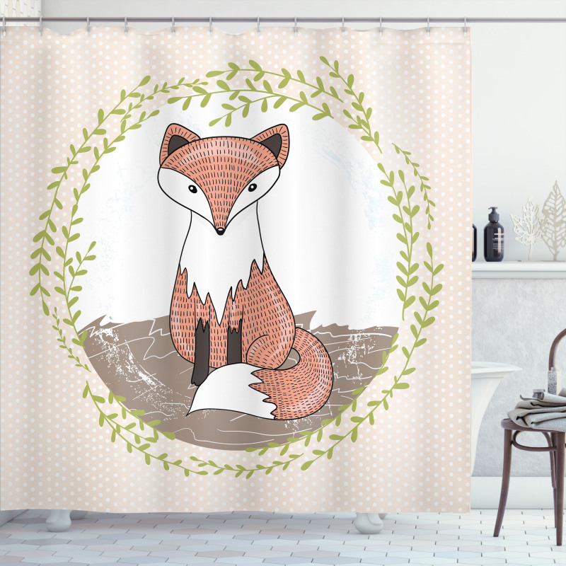 Forest Animal Polka Dots Shower Curtain