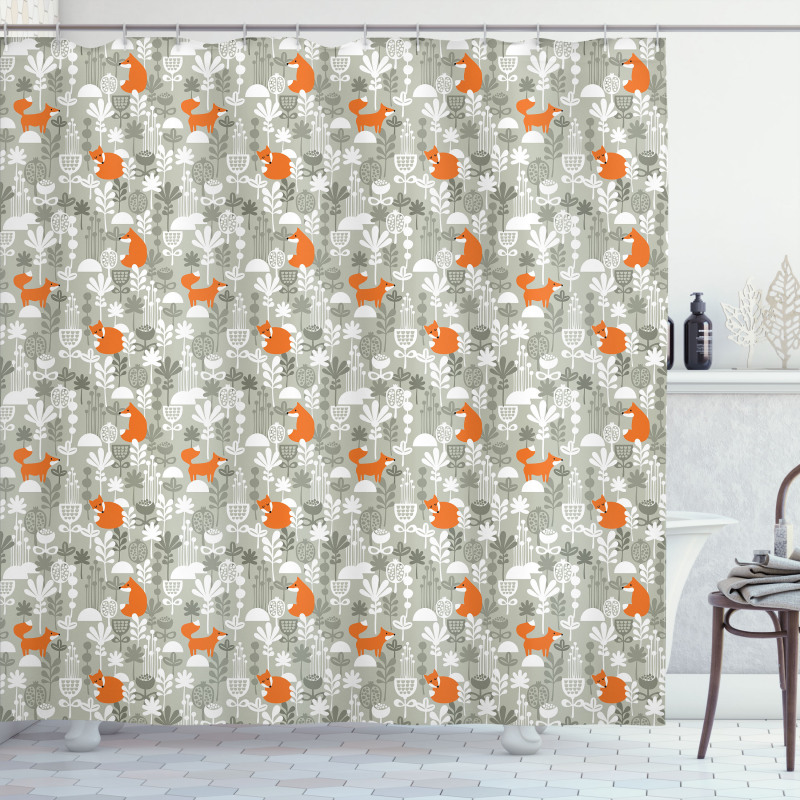 Winter Forest with Flowers Shower Curtain