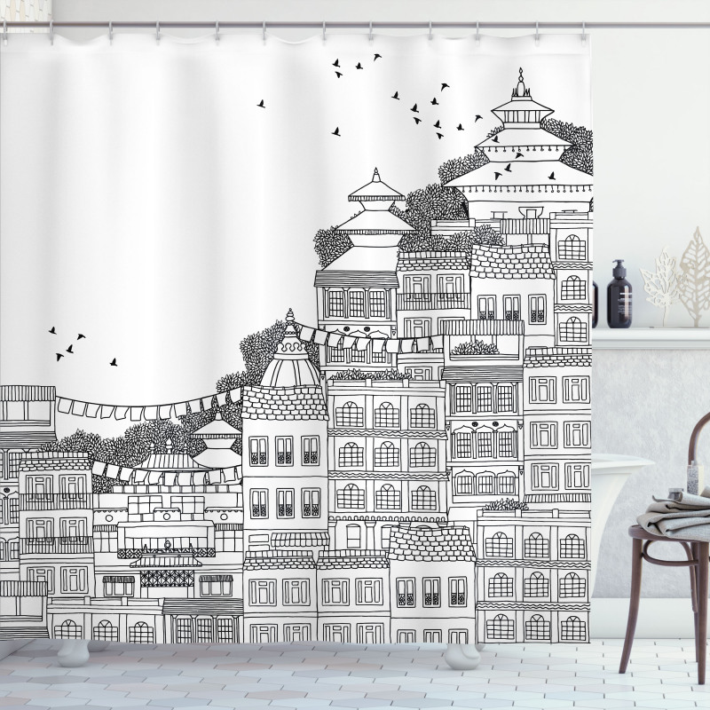 Doodle Style Kathmandu Shower Curtain