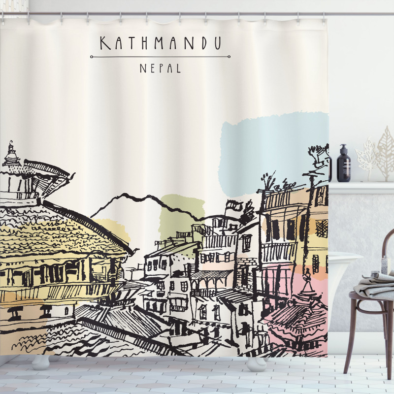 Building of Durbar Square Shower Curtain