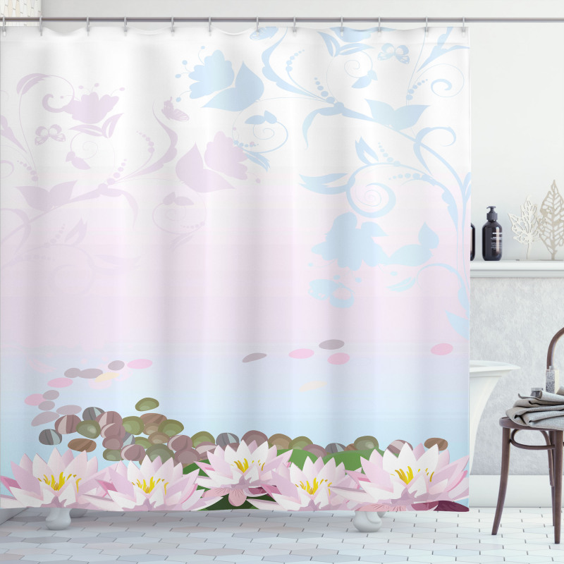 Water Lilies Pattern Shower Curtain
