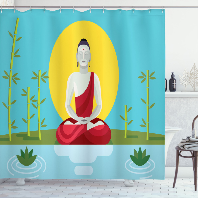 Meditating Monk Yoga Shower Curtain