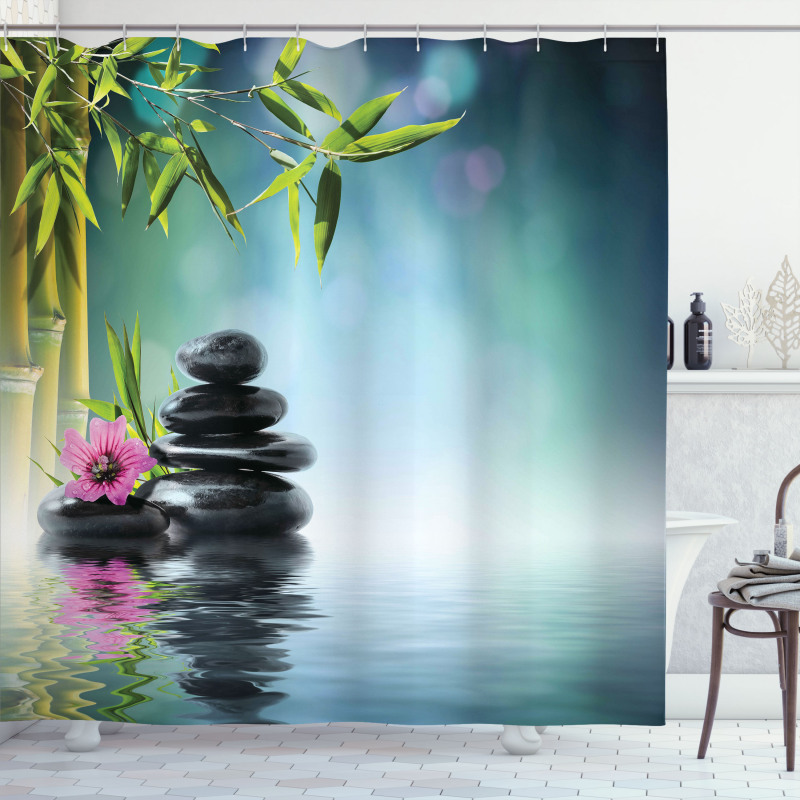 Flower Spa Stones Shower Curtain