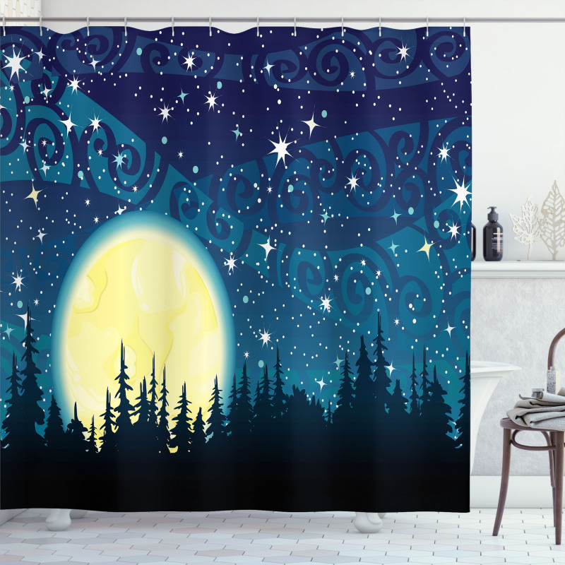 Moon over Forest Shower Curtain