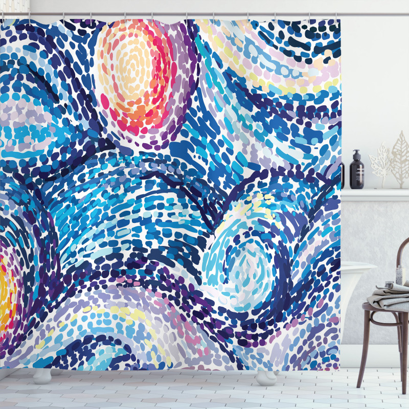 Doodle Wavy Lines Shower Curtain