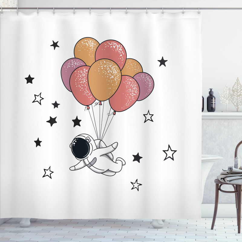 Astronaut with Balloons Shower Curtain