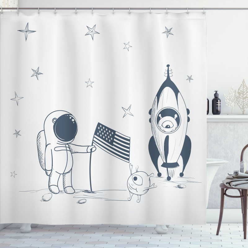 US Astronaut New Planet Shower Curtain