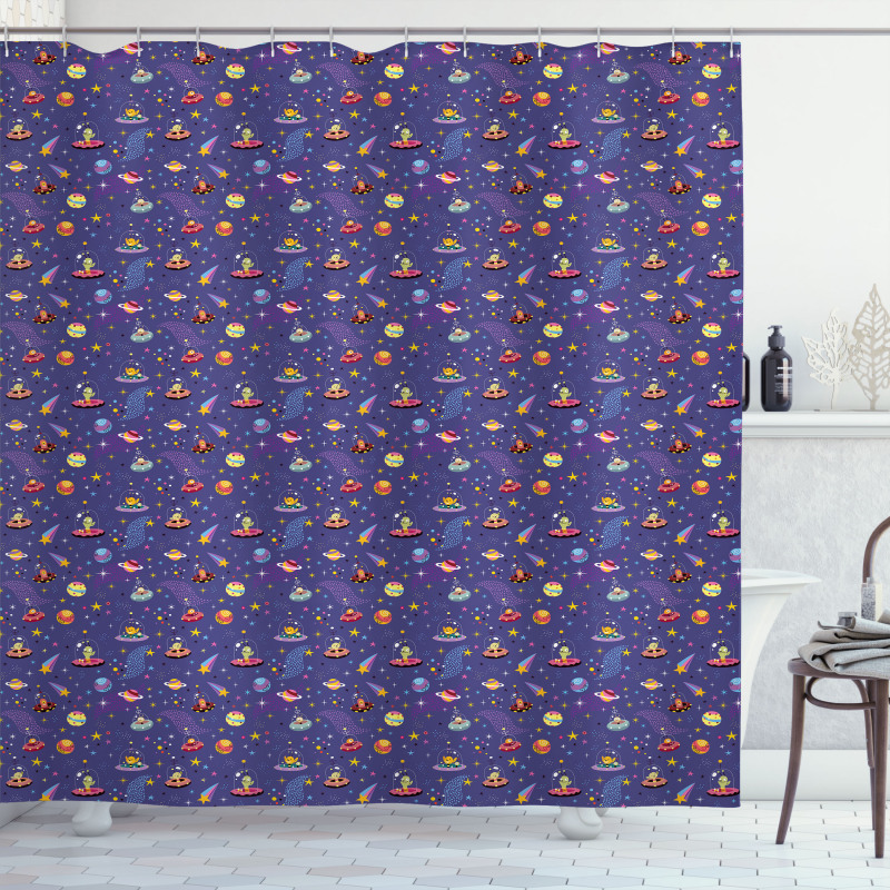 Space Characters Galaxy Shower Curtain
