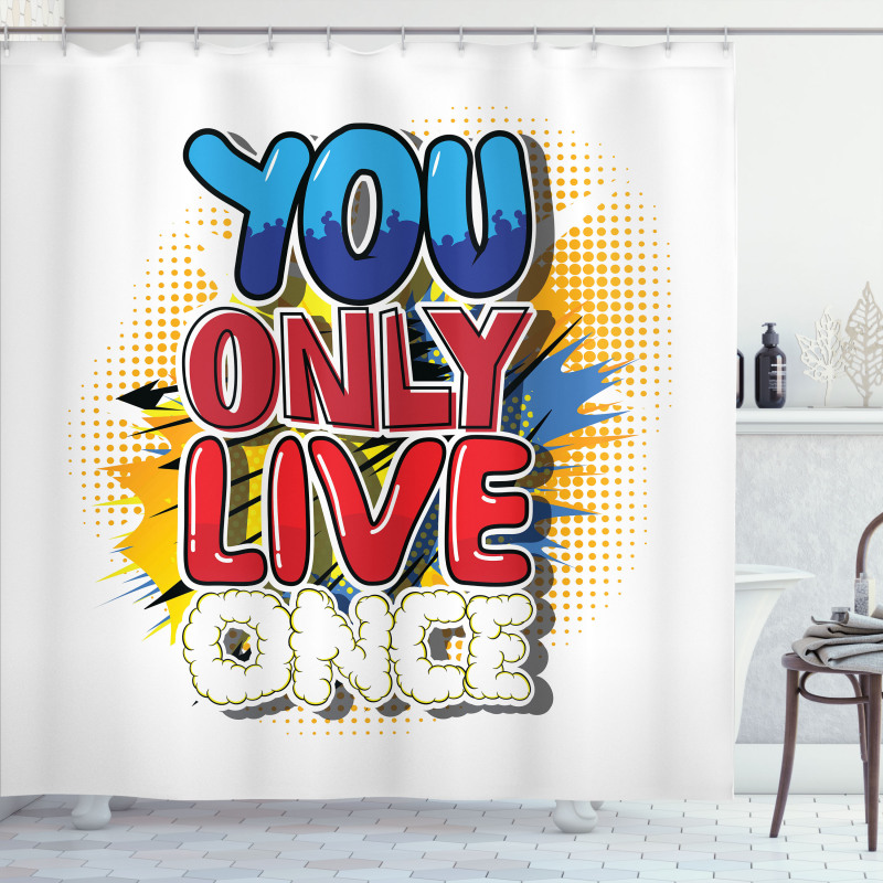 Cartoon Style Life Message Shower Curtain