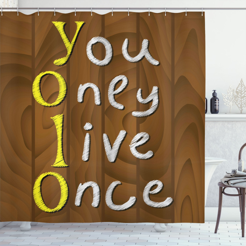 Wooden Rustic Board Words Shower Curtain