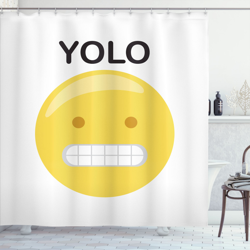 Funny Emoji Face Slogan Shower Curtain