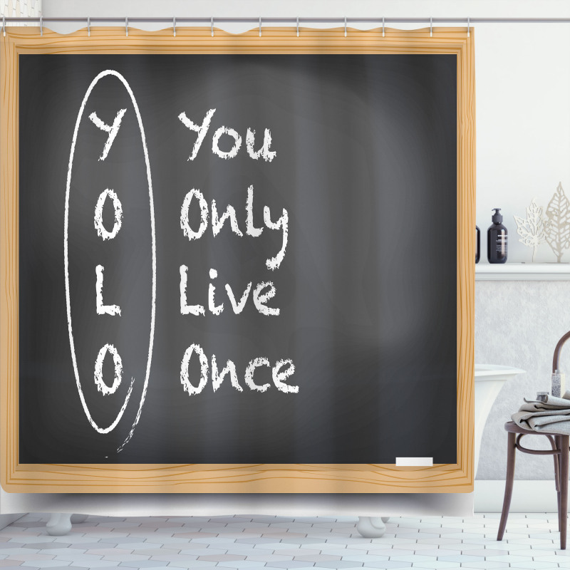 Life Words on Chalkboard Shower Curtain