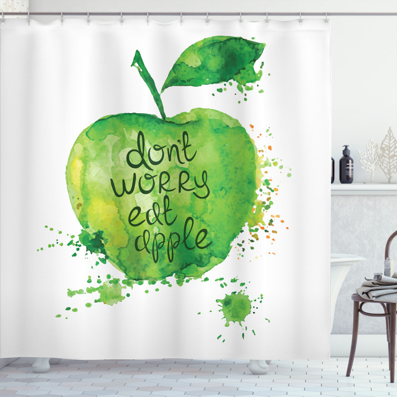 Dont Worry Eat Apple Shower Curtain