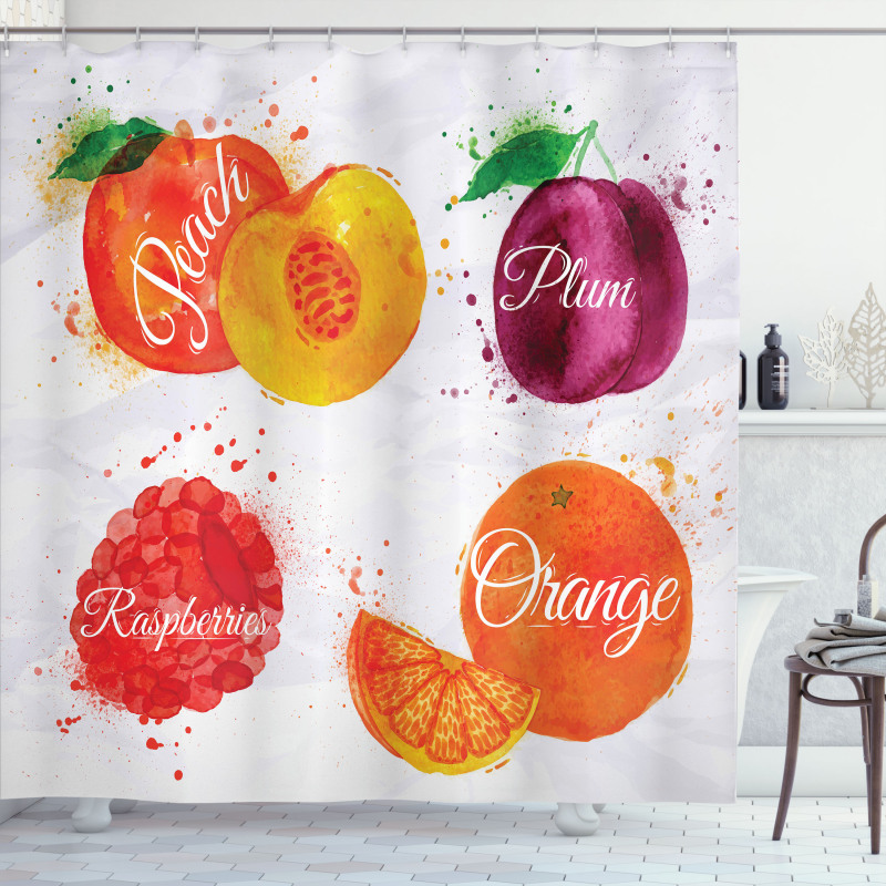 Peach Raspberry and Plum Shower Curtain