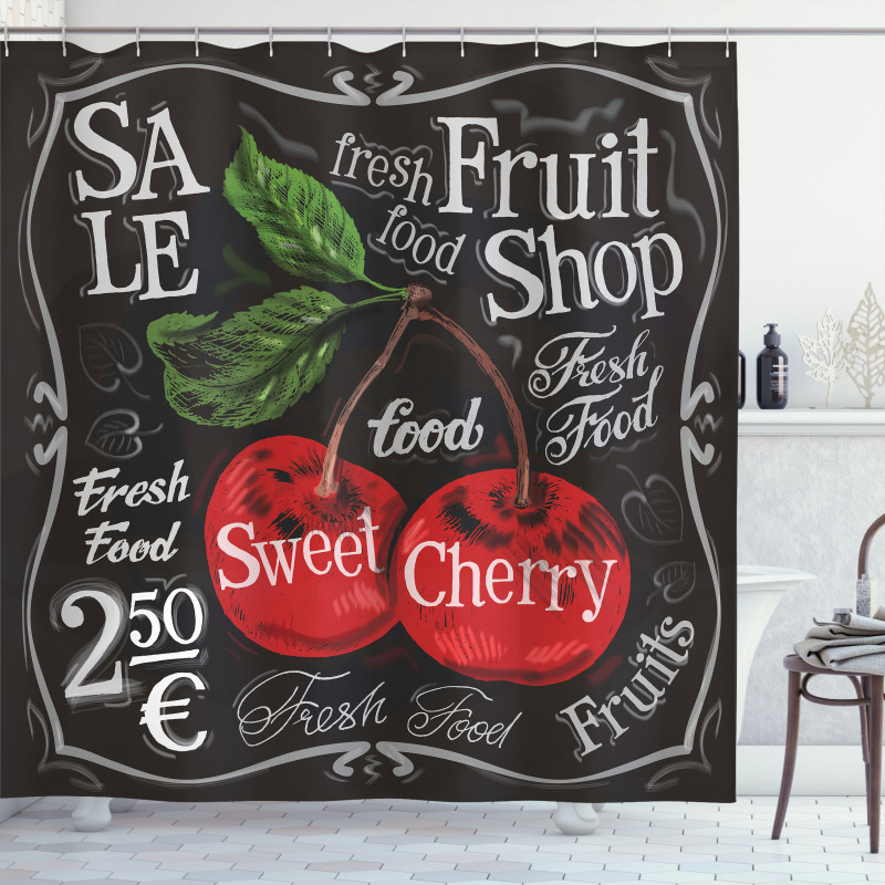 Sketch Style Ripe Cherry Shower Curtain