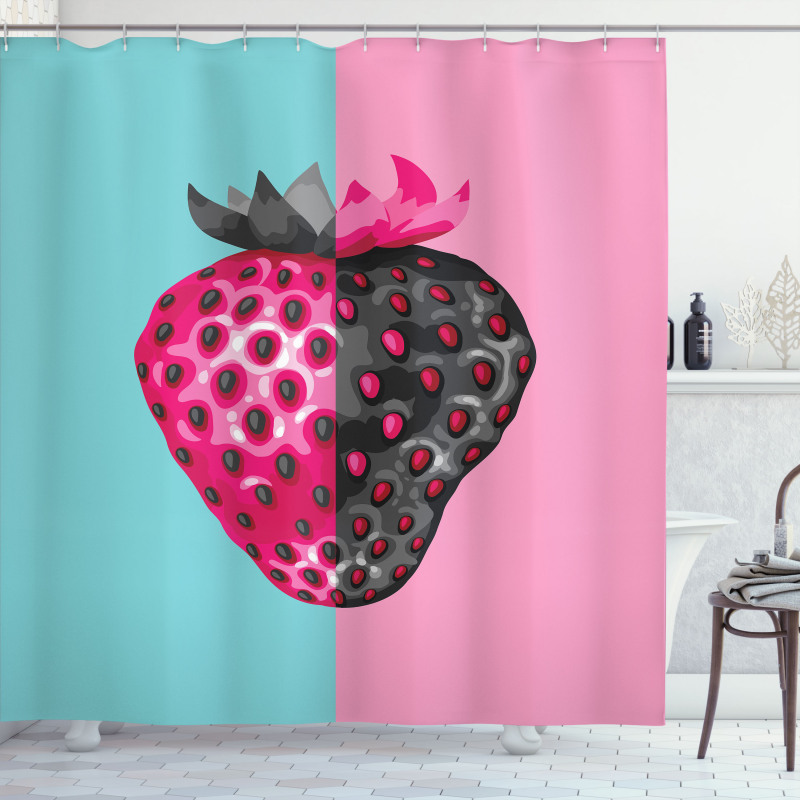 Abstract Strawberry Motif Shower Curtain