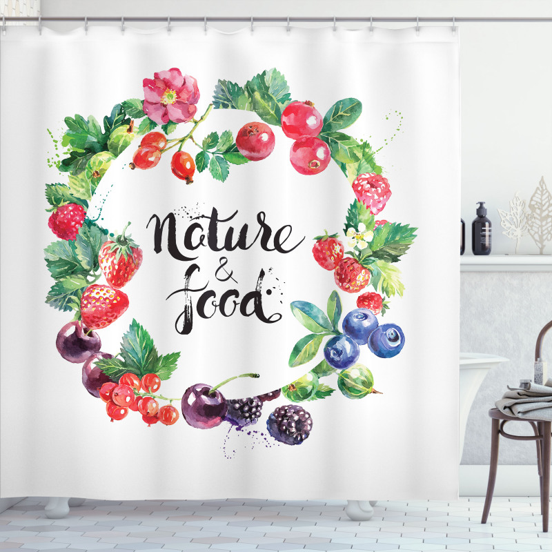 Watercolor Style Berries Shower Curtain