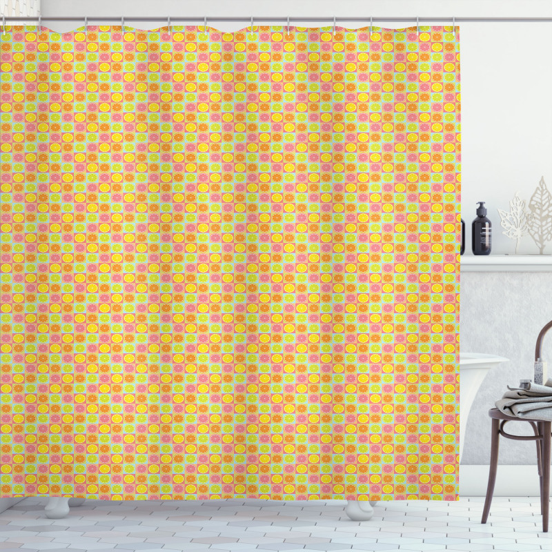 Citrus Fruit Squares Shower Curtain