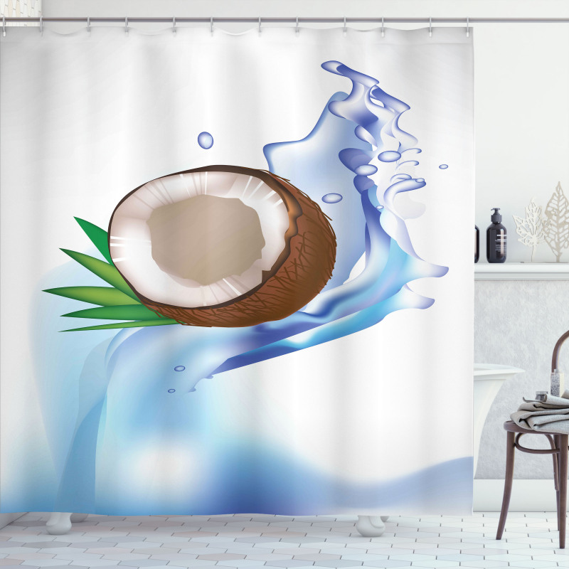 Broken Coconut and Leaves Shower Curtain