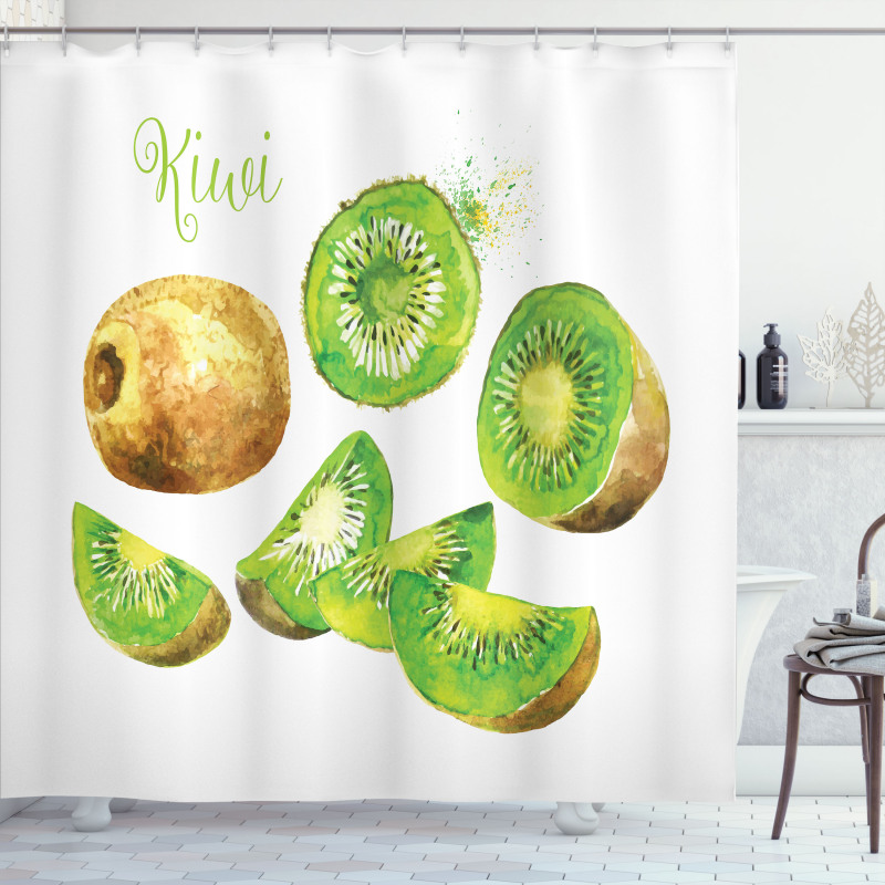 Exotic Vegan Kiwi Pattern Shower Curtain