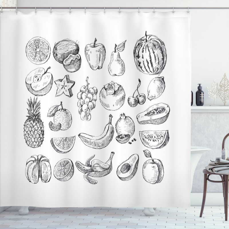 Hand Drawn Berries Food Shower Curtain