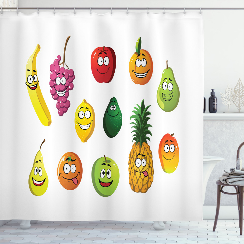 Banana Grape Pear Avocado Shower Curtain