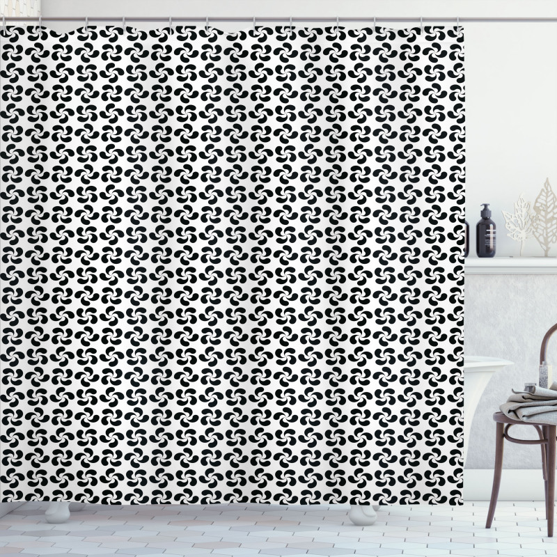 Monochrome Floral Shower Curtain