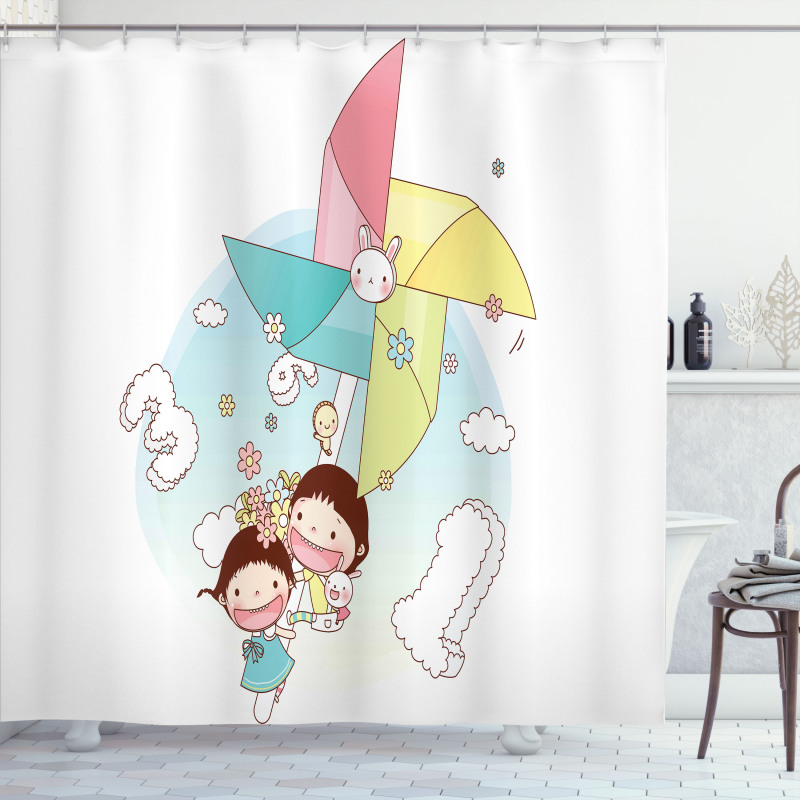 Happy Kids Playing Shower Curtain