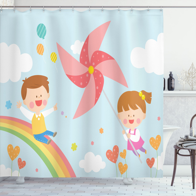 Children on Rainbow Shower Curtain