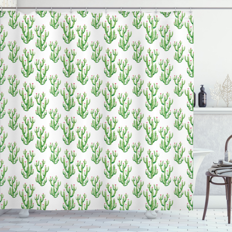 Watercolor Cactus Plant Shower Curtain